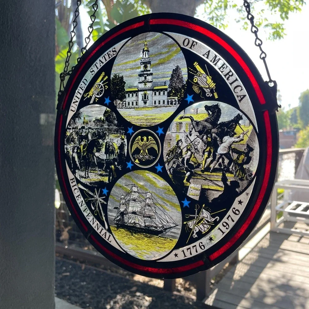 Vintage Suncatcher Stained Glass United States Of America Bicentennial 1776 1976 - Picture 3 of 15